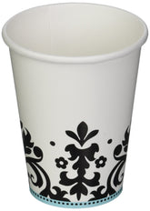 Love Always and Forever Wedding Party Damask Printed Paper Cups, 8 Pieces, Made from Paper, Blue Themed Wedding, 9 oz. by Amscan